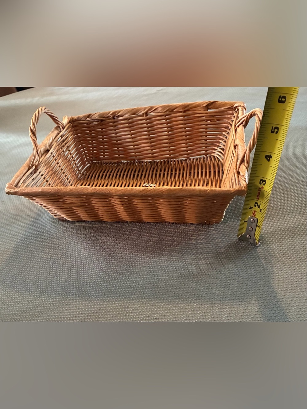 Brown Wicker Basket with Side Handles